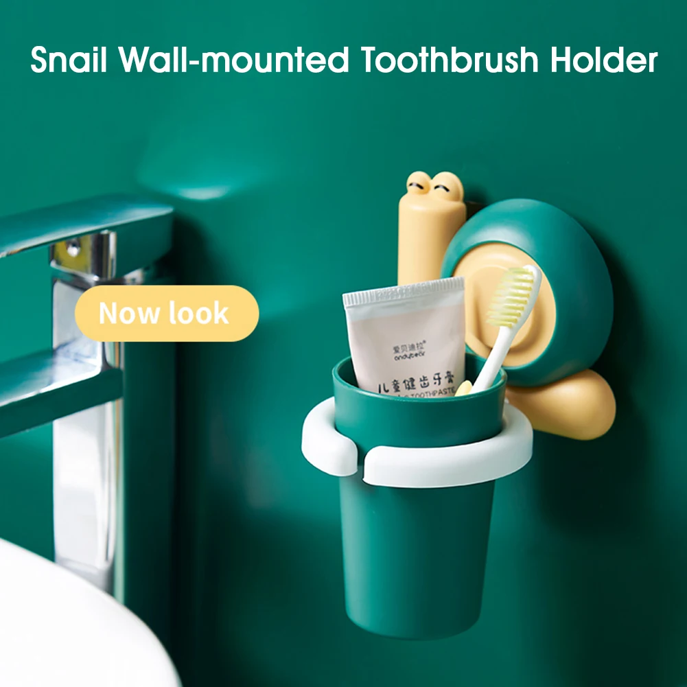 

Creative Cartoon Snail Toothbrush Holder Water Cup Holder Punch-free Wall-mounted Storage Rack