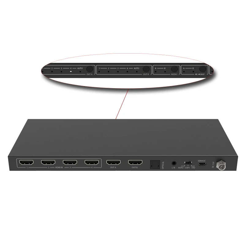 Hdmi матрица 4x2 Переключатель hdmi Сплиттер 4K/2K/60 Гц 1080P 3D пульт дистанционного