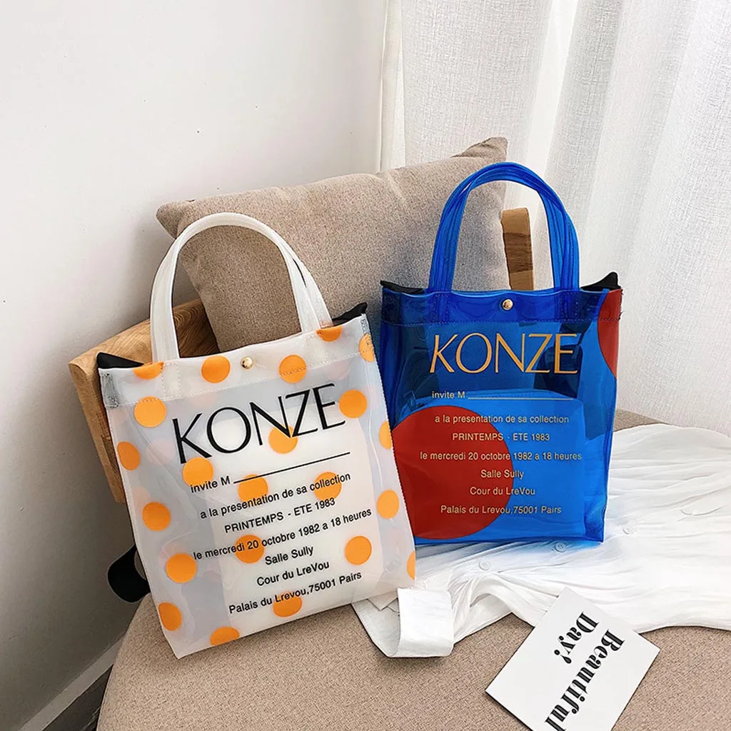 

Women Transparent Jelly Tote Bag Messenger Bag reusable shopping bag Women PVC Handbags Luxury Brand Bags *