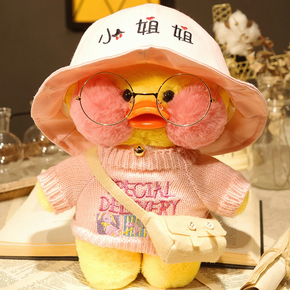 

30CM Yellow Ducks LaLafanfan Kawaii Cafe Mimi Duck Plush Toy Cute Stuffed Doll Soft Animal Dolls Kids Kawaii Plush Toys Rag