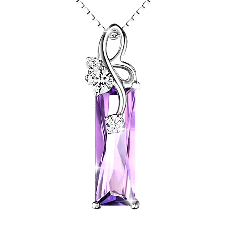 2-Pendant Only Bague Ringen, уникальный дизайн, 925 пробы, Серебряный кулон, Фиолетовый аметист, подвеска, Женские Ювелирные изделия, для помолвки, для девушек, вечерние, подарок - Цвет камня: 2-Pendant Only
