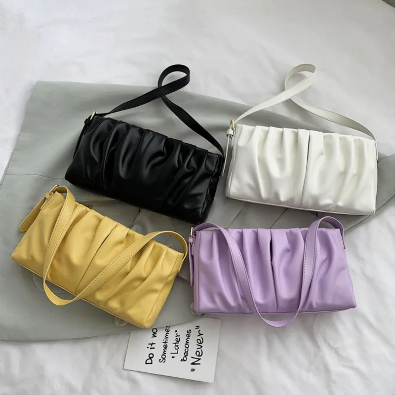 

CASMOR Flag Bag Woman 2020 New Mini PU Fashion Shoulder Bags Armpit Luxurious Handbags Lady Solid Tote Bags for Women