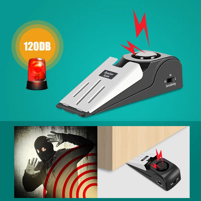 

New Wedge Door Stop Alarm with 120 DB Traveling DIY Home Apartment Security Door Stopper