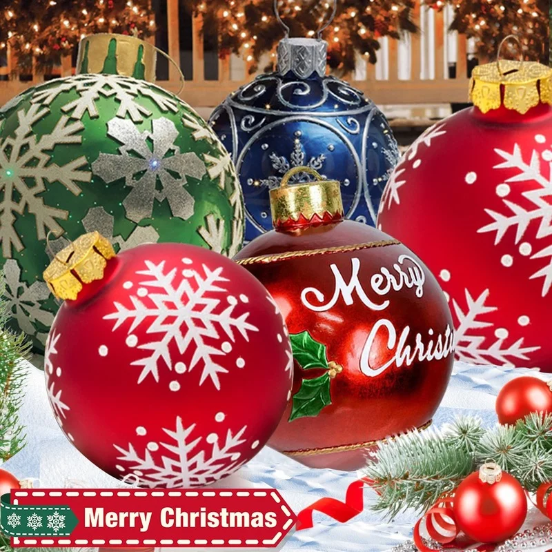 

60 см надувные рождественские шары из ПВХ, Рождественские елочные украшения, рождественские украшения для дома, уличные игрушки, рождествен...
