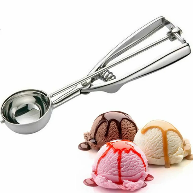 

Kitchen Ice Cream Mash Potato Scoop Stainless Steel Spoon Spring Handle Non-stick Ice Cream Spoon Watermelon Spoon Kitchen Tools