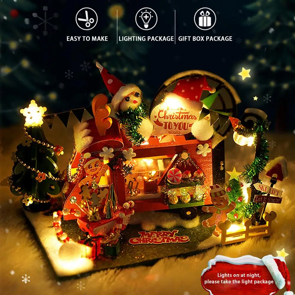 

Doll House Furniture With LED Light Diy Miniature 3D Wooden Miniaturas Dollhouse Toys For Children Birthday Christmas Gifts