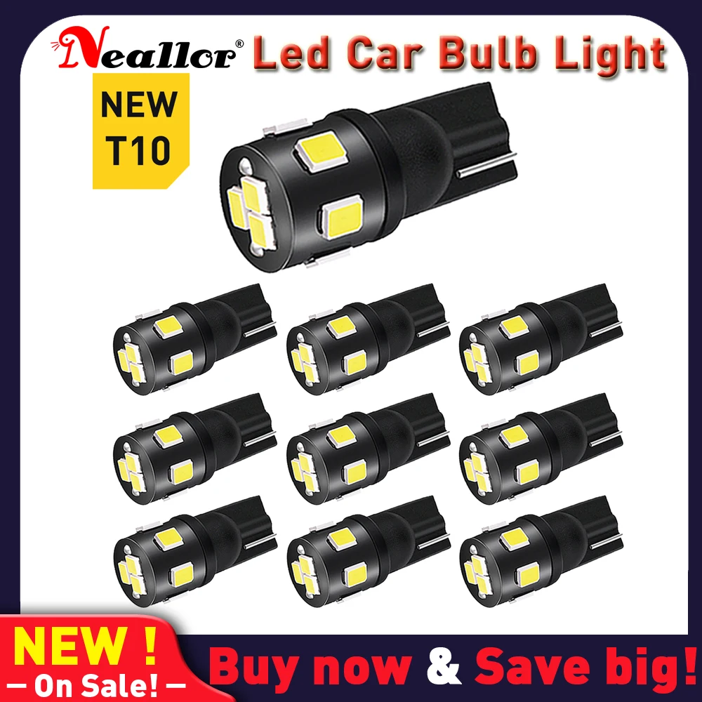

10 шт., Автомобильные светодиодные лампы T10 W5W 168 194 1210 9SMD 2835SMD 2825 5w5