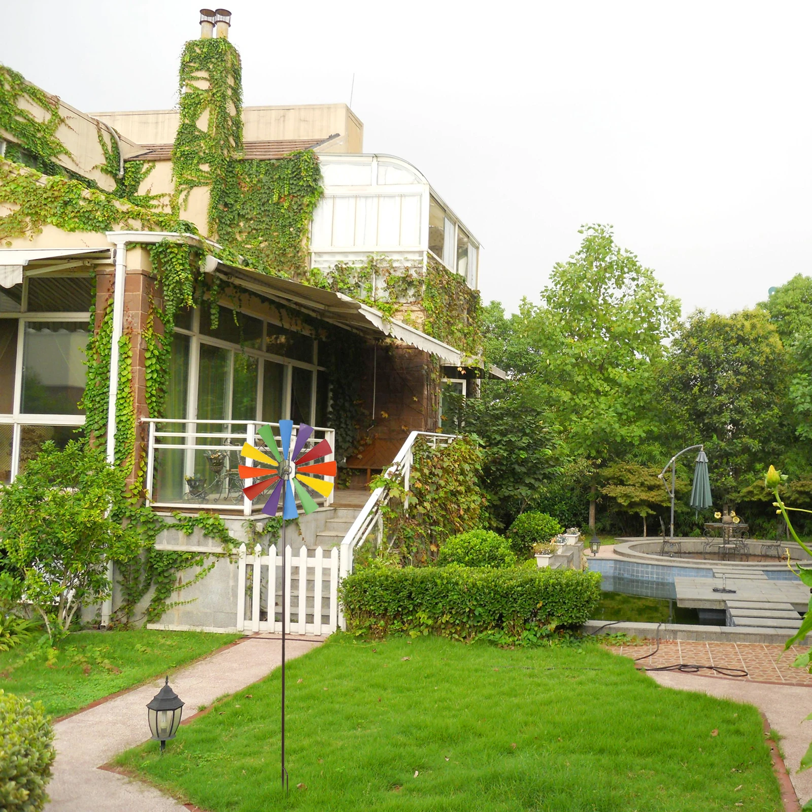 Живой ветер украшение ветряная мельница для детей Декор газон Радуга Цвета