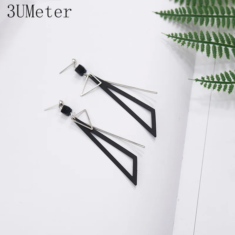 3UMeter 2020 новые черные серьги коллекция простые геометрические серьги-гвоздики с