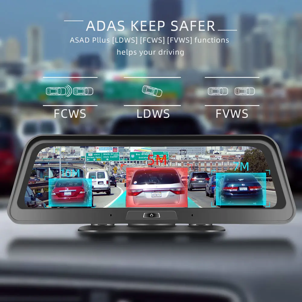 Зеркало-видеорегистратор 10 дюймов 4G ADAS Android GPS Wi-Fi | Автомобили и мотоциклы