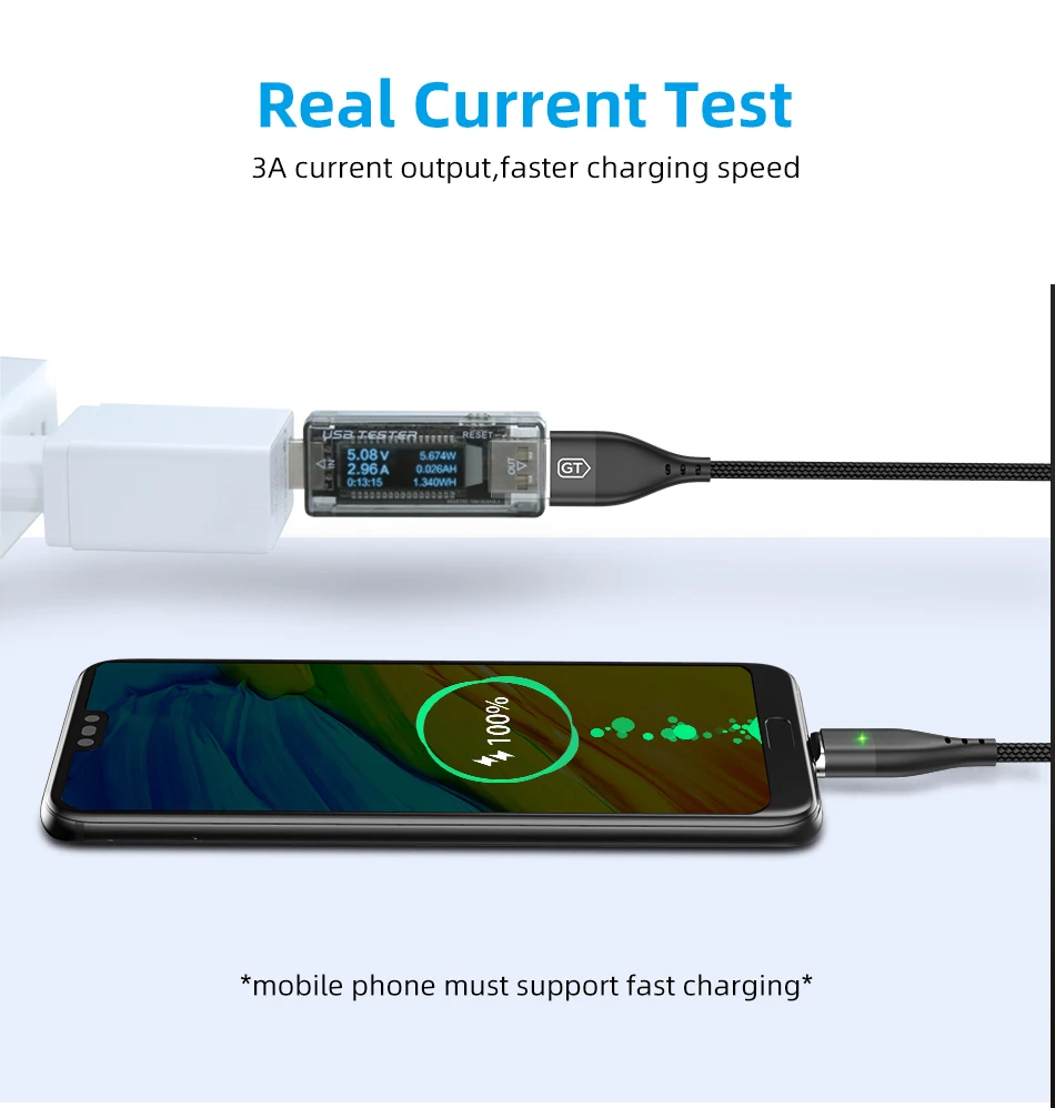 GTWIN 3A Магнитный USB кабель для быстрой зарядки Micro магнит type C шнур для samsung S10 S9 S8 разъем s7 s6 Зарядное устройство USB шнур