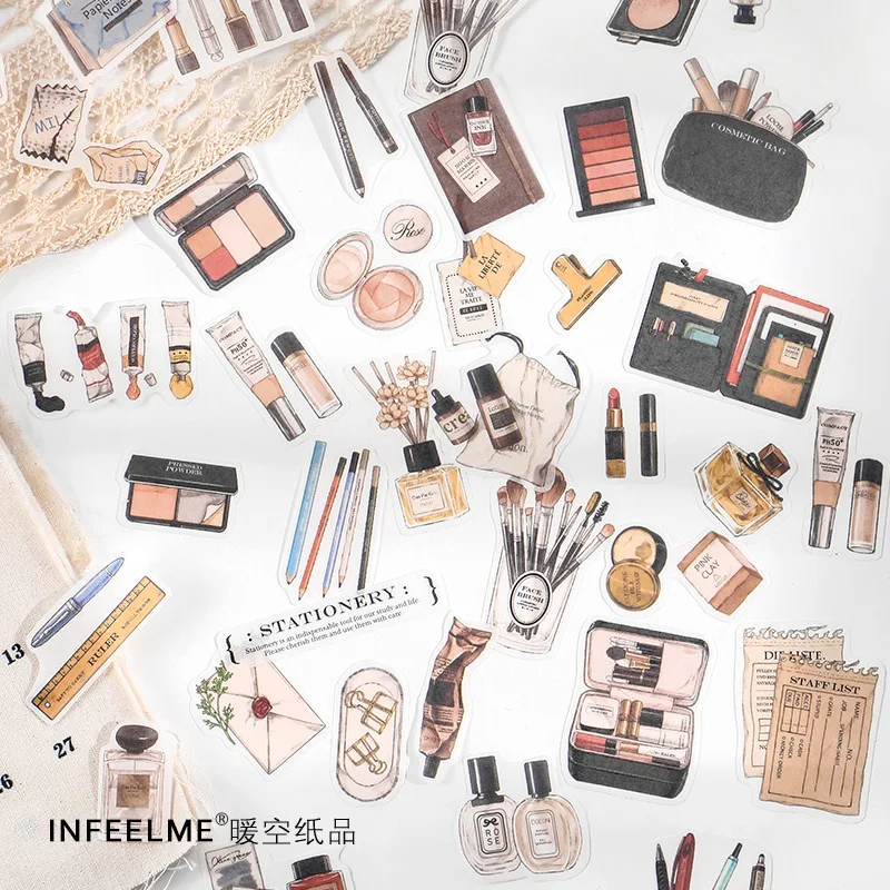 40 Pcs Makeup Collection Stickers Set Vintage Journal Stickers For Planner Diy Crafts Embelishment Decoration Diary Stickers