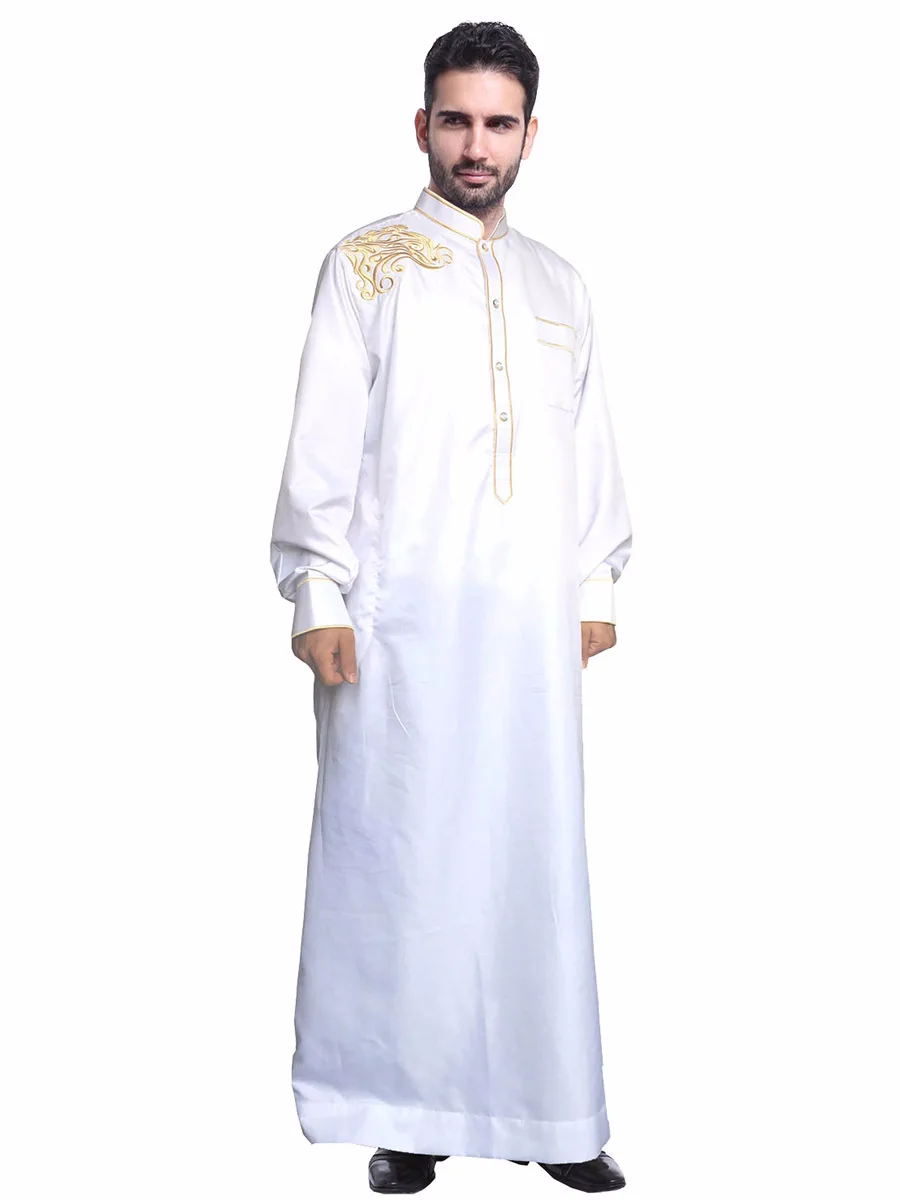 Мусульманская одежда для мужчин, длинный халат-кимоно с воротником-стойкой, кафтан абайя, Саудовская Аравия от AliExpress WW