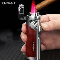 honest creative multifunctional lighter personality cigar cutter red flame four fire jet torch lighter outdoor windproof lighter