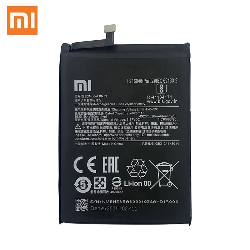 100 original xiao mi bn53 bn54 bn55 phone battery for xiaomi redmi note 9 pro 9s 10x 4g 5g replacement batteries bateria free global shipping