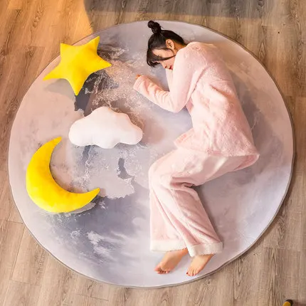 

Colored Round Planet Carpet Bedroom Living Room Chair Non-Slip Soft Mat