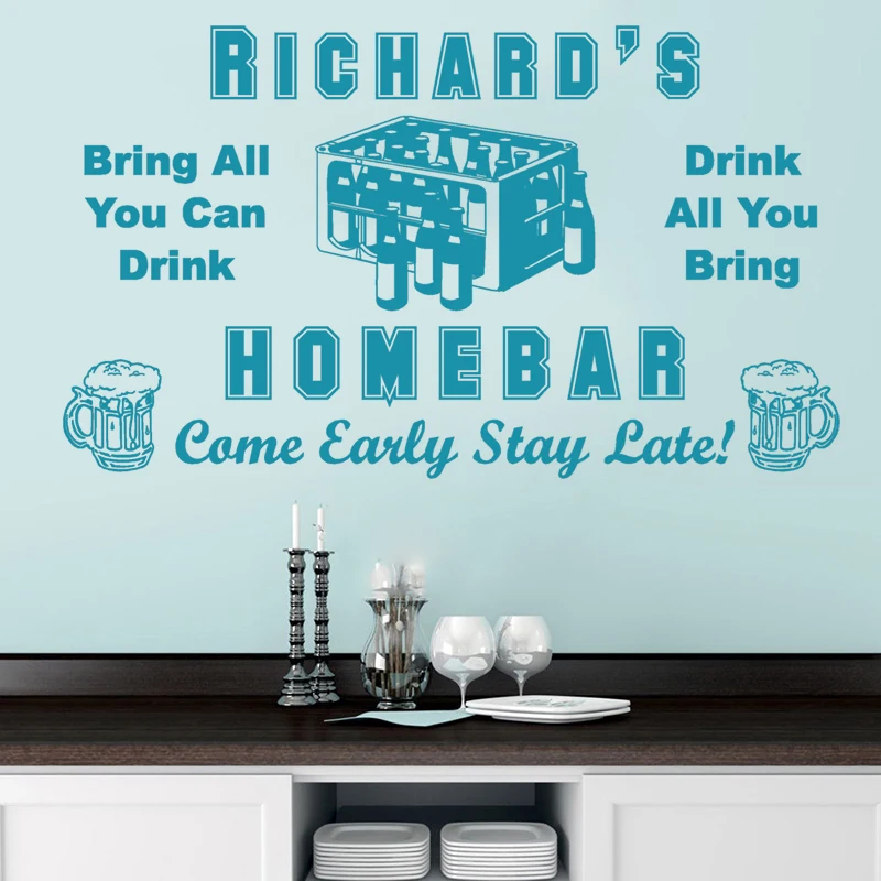 

Customized Name Family Decoration Beer Bar Mural Party Plane Wall Sticker Waterproof Removable Household Decal M0008