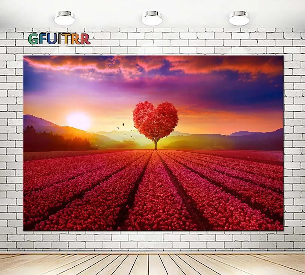 GFUITRR фон для фотосъемки с сердцем и цветами день рождения свадьба красный цветок