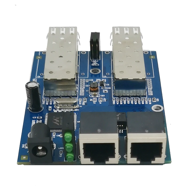 Ethernet волоконно оптический 2 порта SFP RJ45 UTP 10/100/1000 м медиаконвертер гигабитный