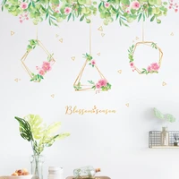 green leaves flower basket wall stickers for bedroom kids room living room kitchen wallpapers diy home vinyl decal wall decor