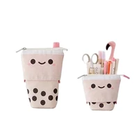 lovely creatives pearl milk tea shaped pencil case girl powder cosmetic bag stationery organizer for women girl school supplies