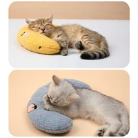cat plush toys u shaped stuffed puppy neck pillow sleep aid chew toy for small medium cat upper spine calming support