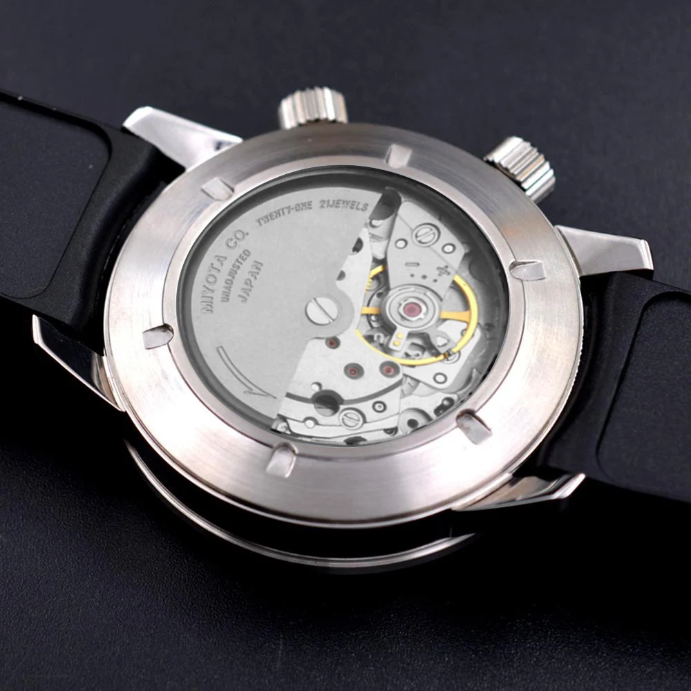 

Corgeut 44.5mm Miyota Automatic Mechanical Mens Watch Black Dial Brand Luxury Watch Men Rubber Sport Luminous Waterproof Watch