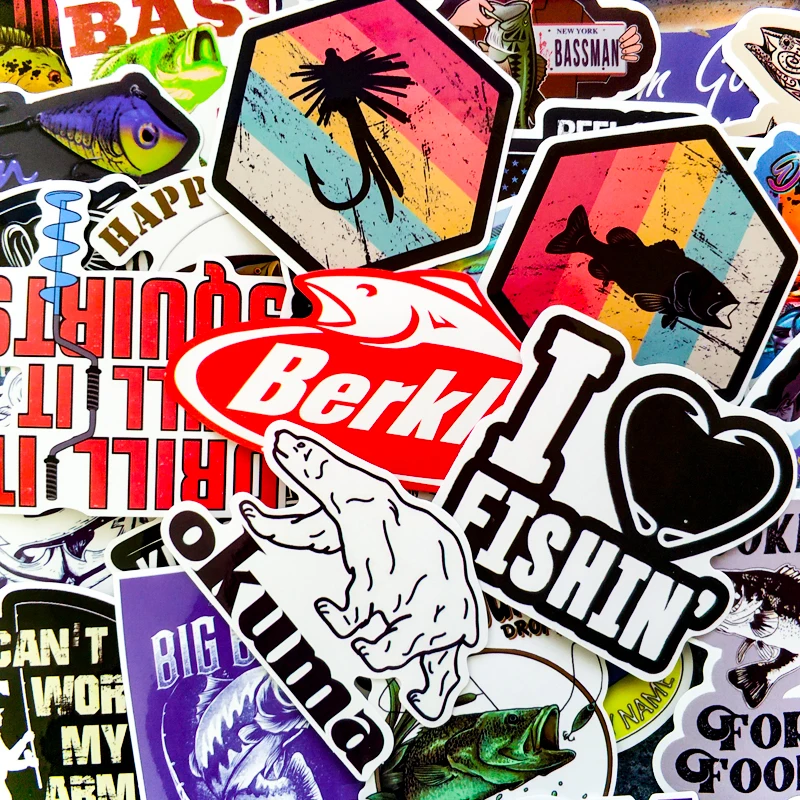 50 шт. забавные креативные ловить рыбу наклейки для окна чемодан Скейтборд