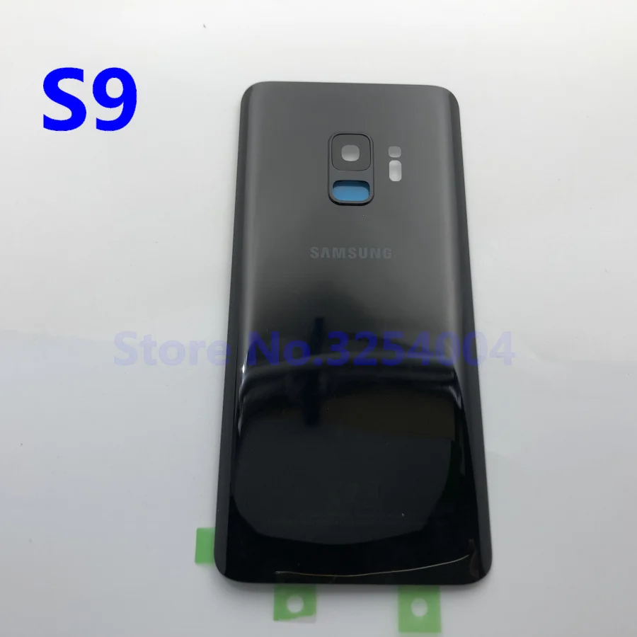S9 Black Чехол на заднюю батарейку S9 для samsung Galaxy S9 Plus G960F G965F Задняя стеклянная крышка корпуса+ клей+ рамка для объектива камеры - Цвет: S9 Black