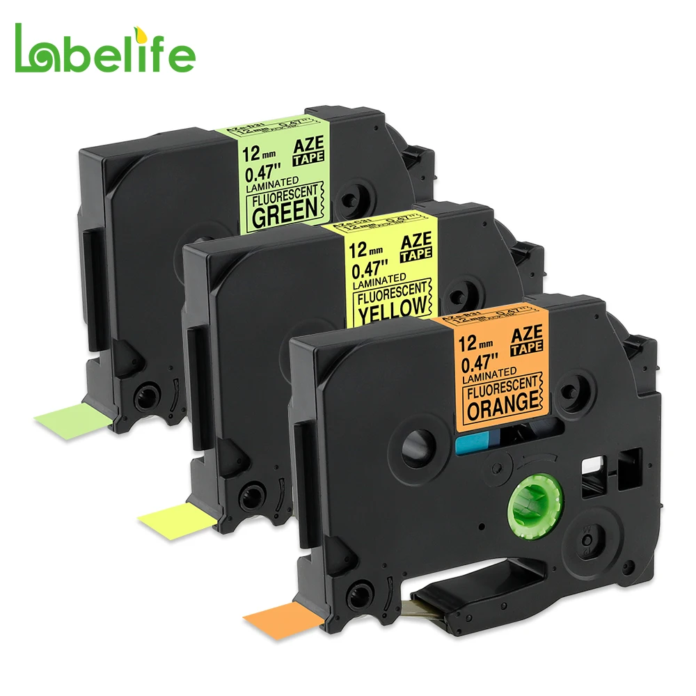 Labelife 3 упаклот Лот 12 мм флуоресцентная лента TZe B31 C31 Brother P Touch ламинированная Tze Tz