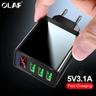 USB зарядное устройство со светодиодным цифровым дисплеем, быстрая зарядка для iphone 7, 8, Samsung S10 Plus, EU, US, UK, 3 порта, USB мобильный телефон, зарядное устройство, адаптер