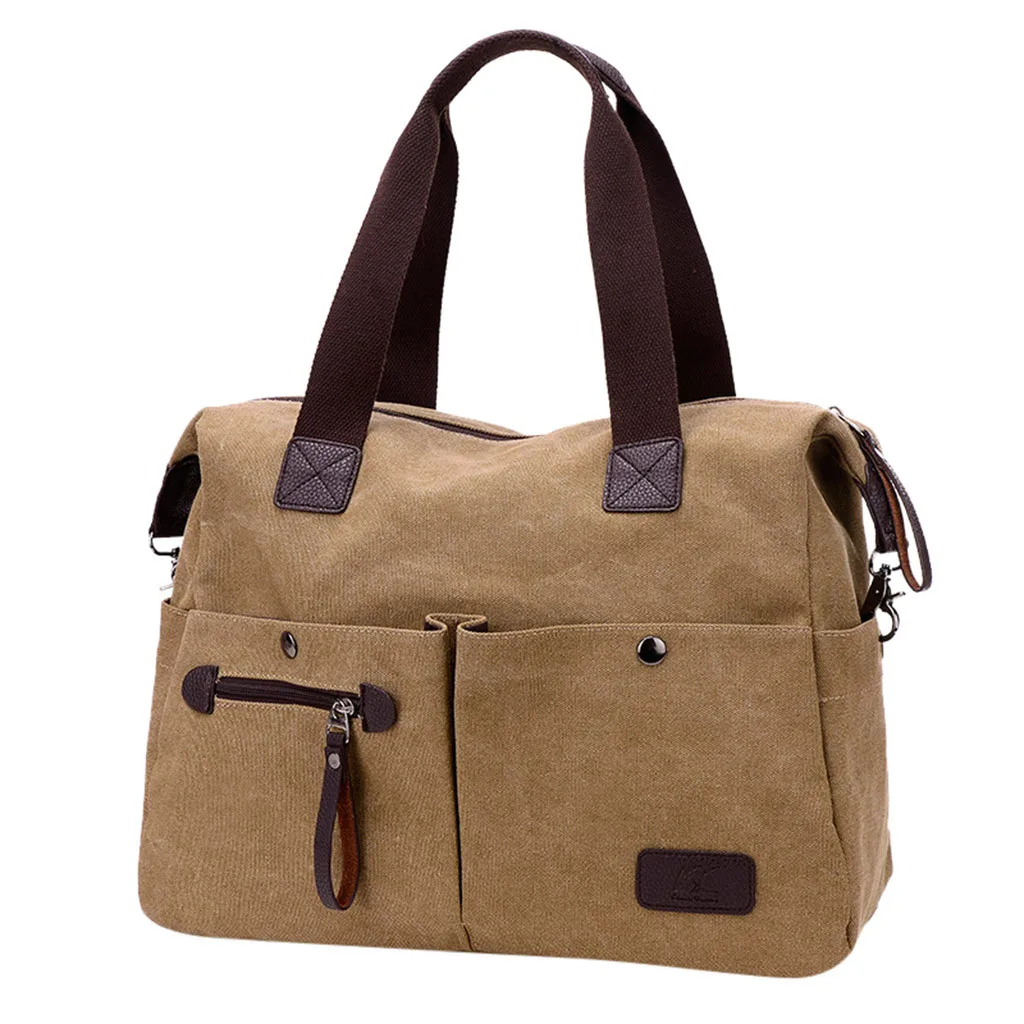 Женская модная Холщовая Сумка На Молнии однотонная вместительная сумка через