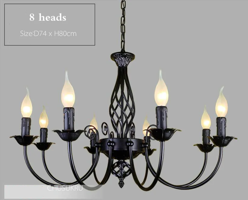 Люстра в стиле ретро индастриал E14, светильник из кованого железа с 3/4/5/6 головками, европейские лампы для гостиной, бара, ресторана