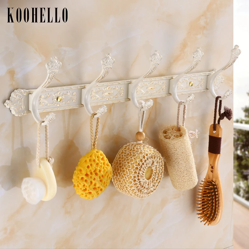 Bathroom Hooks Aluminium Ivory white Robe Hook Metal Rack Ke