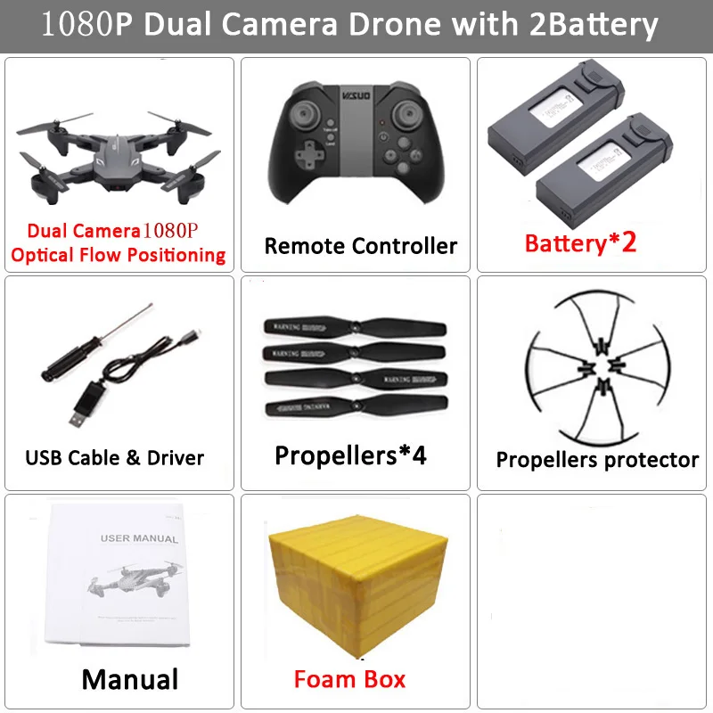 Set2 1080P 2BAT FB Visuo XS816 Радиоуправляемый Дрон оптический поток Радиоуправление с 4K двойной камерой wifi FPV Дрон жесты складной Квадрокоптер VS XS809HW xs809 - Цвет: Set2 1080P 2BAT FB