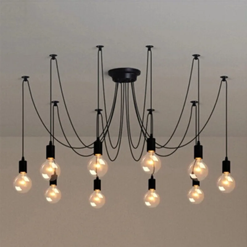 

Vintage Chandelier White E27 Multi-Head Cable 1.5-2.5M For Bar/Restaurant/Loft/Cafe DIY Art Spider Ceiling Lamp Modern Lighting