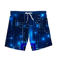 new fashion chips 3d print electronic woman men summer beach loose shorts casual pants polyester v20