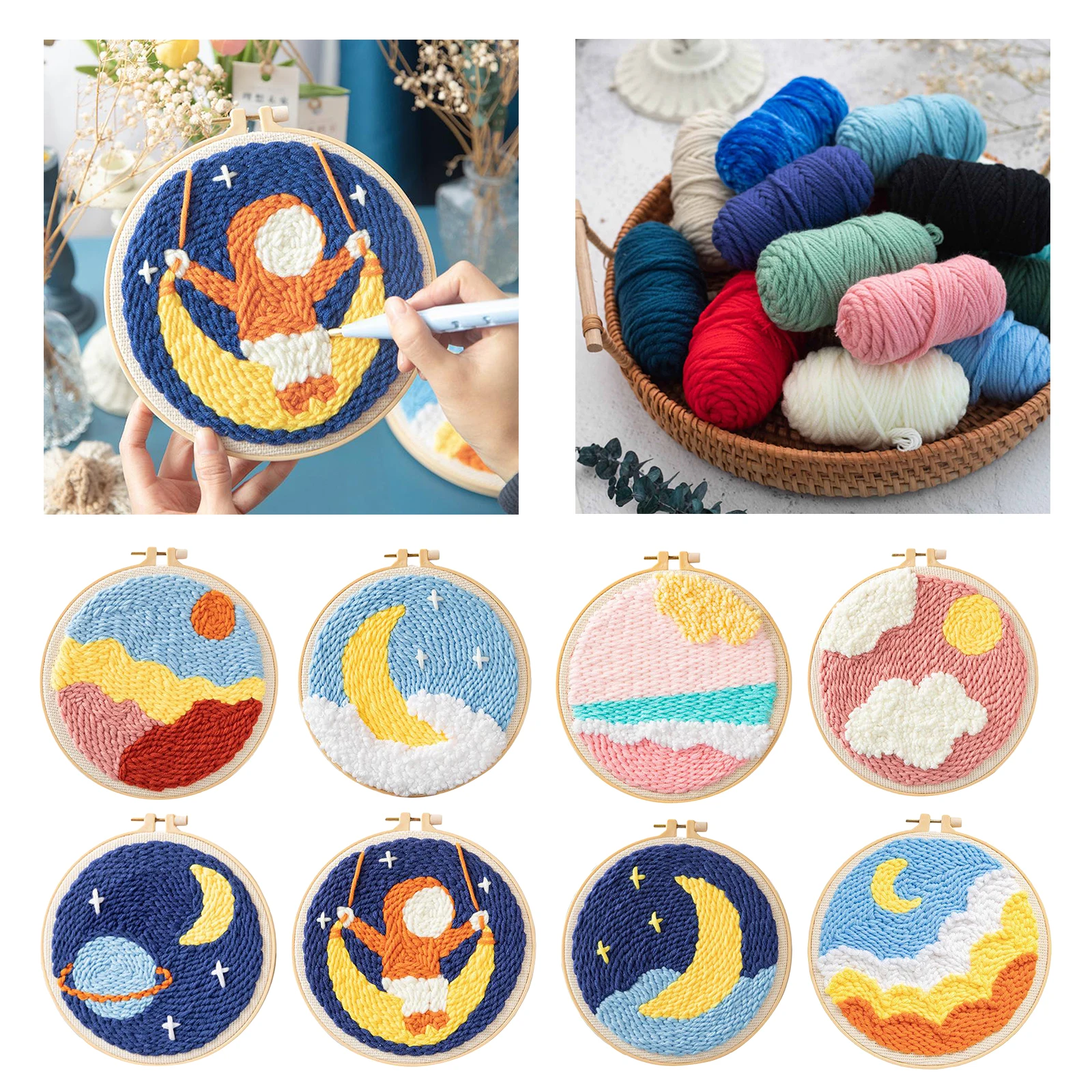 

DIY Landscape Pattern Punch Needle Embroidery Kit Punch Needle Cross Stitch For Beginner Handcraft Wall Painting Home Decor