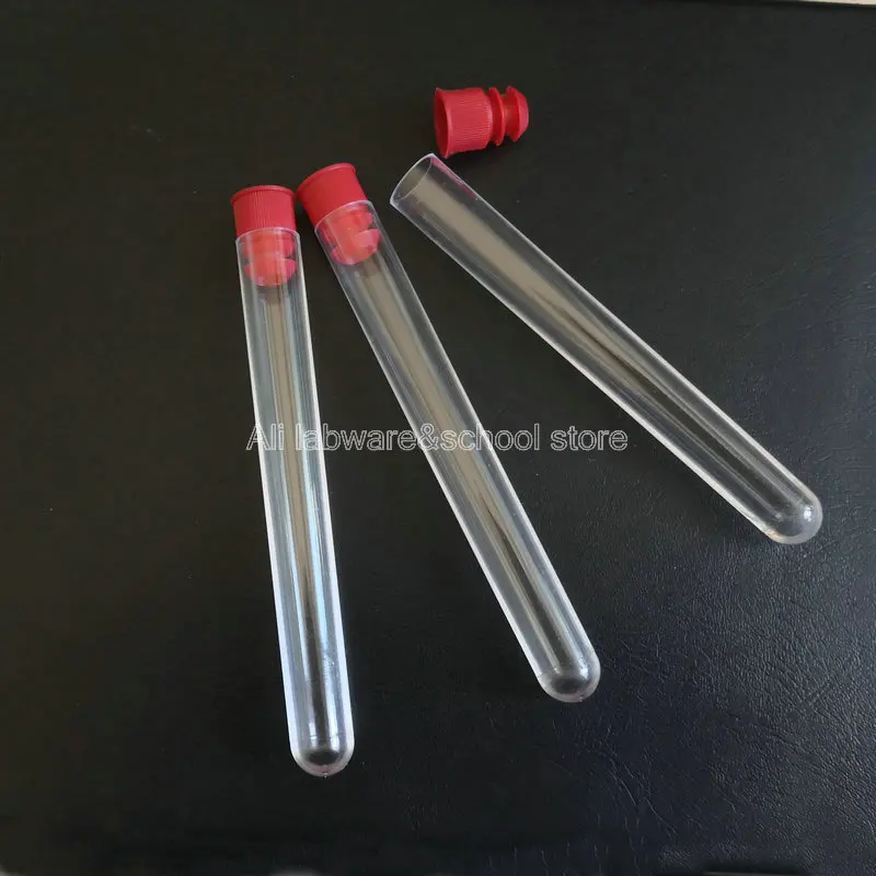 Лабораторная прозрачная пробирка с круглыми днями 12*100 мм PS 100 шт. заглушка винта