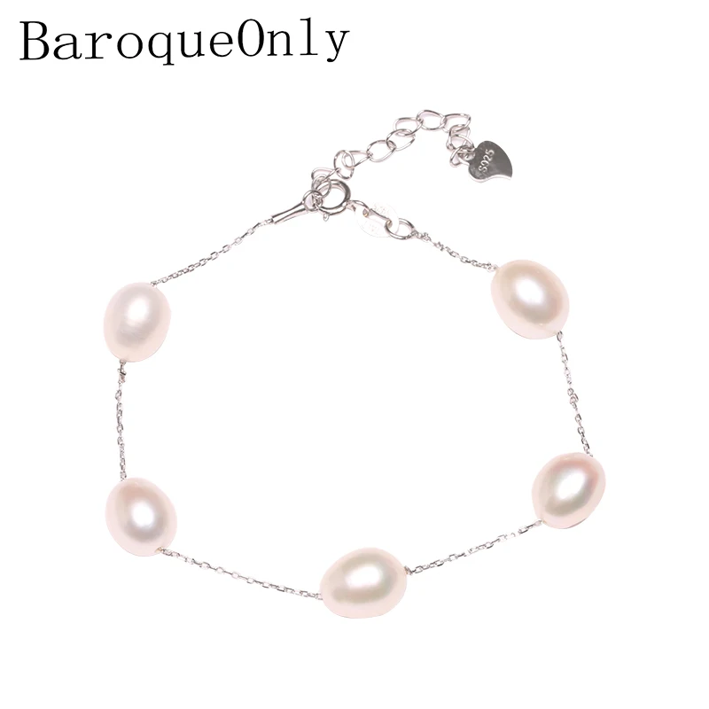 BaroqueOnly babysbreat дизайн пресноводный браслет с жемчужинами овальной формы регулируемый браслет 925 серебро удлинение цепи лучший подарок хао