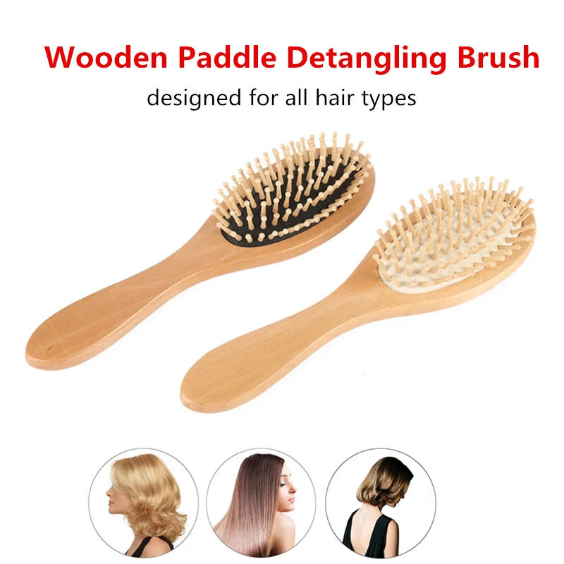 Деревянная Антистатическая расческа натуральная бамбуковая щетка для волос