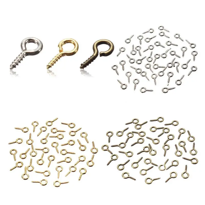 

Tiny Mini Eye Pins Eyepins Hooks Eyelets Screw Threaded 8x3.5mm Jewelry Finding