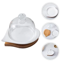 1 set dessert display glass cover glass bell jar container food display cover dust cover fruit dessert tray table