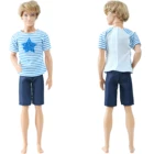 BJDBUS Мужской наряд для куклы, полосатая футболка, топы, штаны, шорты, Повседневная пляжная летняя одежда, аксессуары для куклы Барби