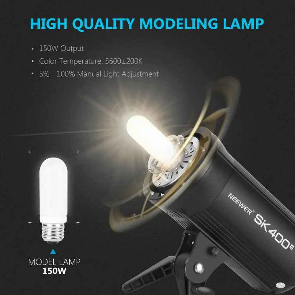 Студийный стробоскоп Neewer SK400II 400 Вт беспроводная система 2 4G GN65 5600K монолайт +
