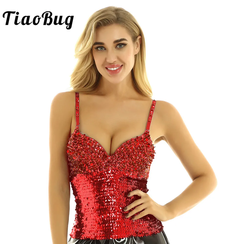 TiaoBug Женский ослепительный Блестящий регулируемый бюстгальтер на бретельках пуш