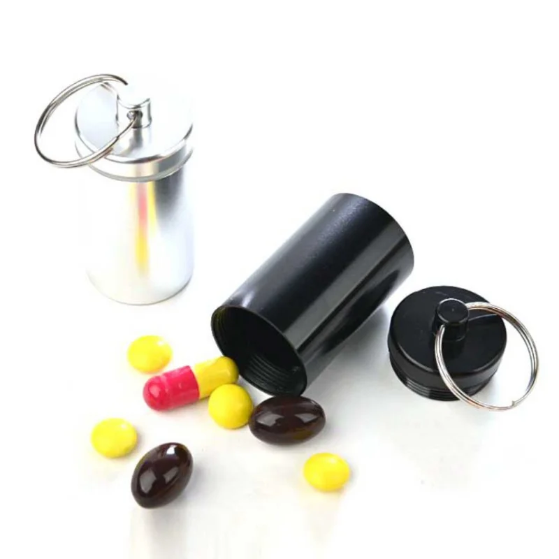 

Портативный контейнер для таблеток большой емкости небольшого размера герметичный водонепроницаемый отсек из алюминиевого сплава мини-ко...