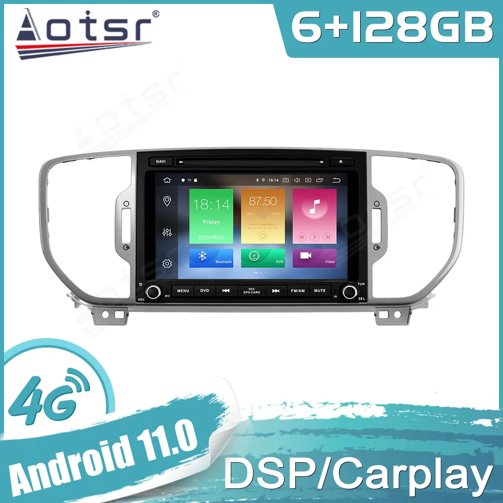 

6+128GB Android 11 For KIA SPORTAGE 2016 Car GPS Navigation Auto Stereo Multimedia Radio Video Player Carplay Tape Headunit