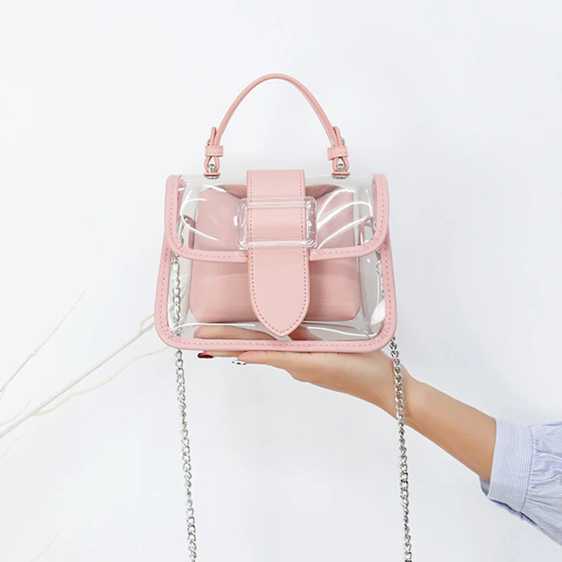 Ins ПВХ прозрачные женские сумки дамские водонепроницаемые пляжные тоут летние