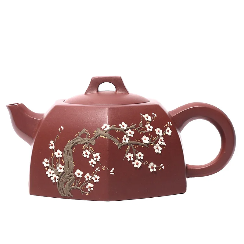 

Yixing raw mineral purple clay purple clay teapot Aomei six square flower tea pot